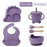 Dino 6pcs silicone baby plate set