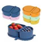 Kids silicone double partition snacks/fruit plates